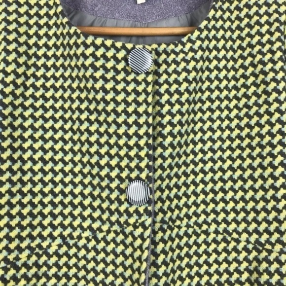Buttons Yellow Gray Wool Blend Coat Jacket Small - Picture 2 of 8